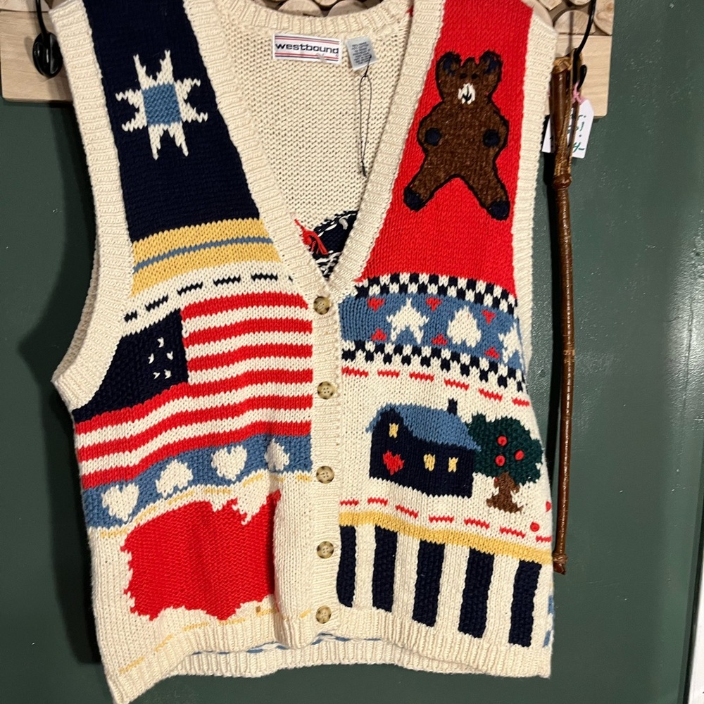 Westbound Multicolor Knit Vest with Patterns grandma core!!